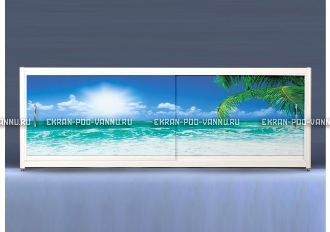 Экран на роликах EUROPLEX Пляж – купить по цене 12400 руб. в интернет-магазине в городе Челябинск картинка 1
