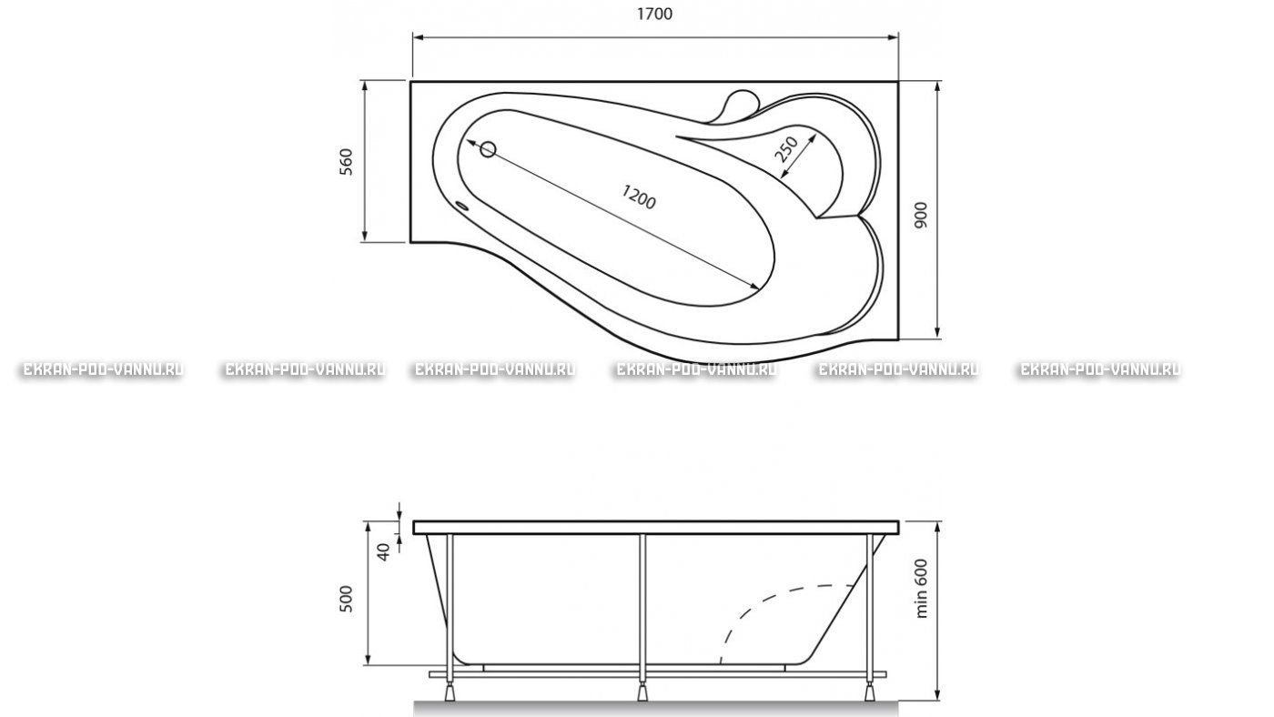 Акриловая ванна Relisan Isabella 170x90x60 – купить по цене 24130 руб. в интернет-магазине в городе Челябинск картинка 13