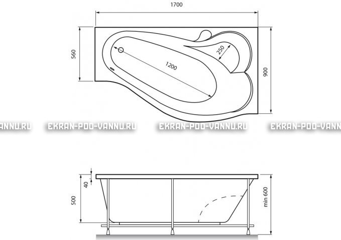 Акриловая ванна Relisan Isabella 170x90x60 – купить по цене 24130 руб. в интернет-магазине в городе Челябинск картинка 4