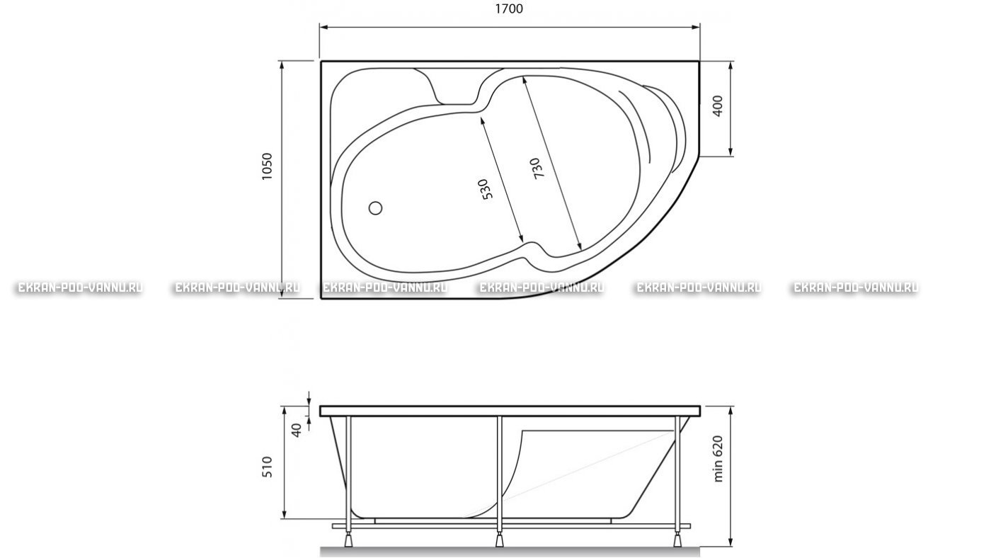 Акриловая ванна Relisan Sofi 170x105 – купить по цене 23480 руб. в интернет-магазине в городе Челябинск картинка 13