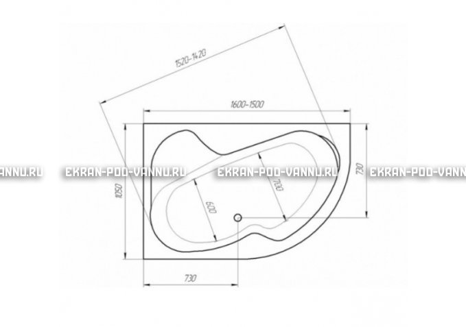 Акриловая ванна 1MarKa Aura 150x105 – купить по цене 16250 руб. в интернет-магазине в городе Челябинск картинка 3