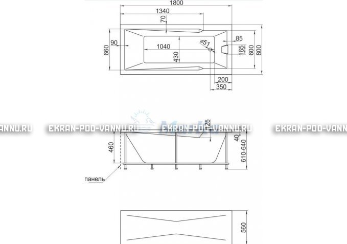Акриловая ванна 1MarKa Raguza 180x80 – купить по цене 17854 руб. в интернет-магазине в городе Челябинск картинка 4