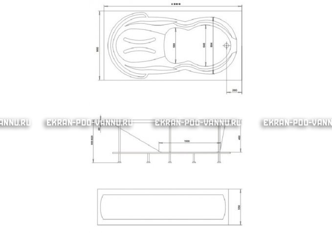 Акриловая ванна 1MarKa Taormina 180x90 – купить по цене 17670 руб. в интернет-магазине в городе Челябинск картинка 3
