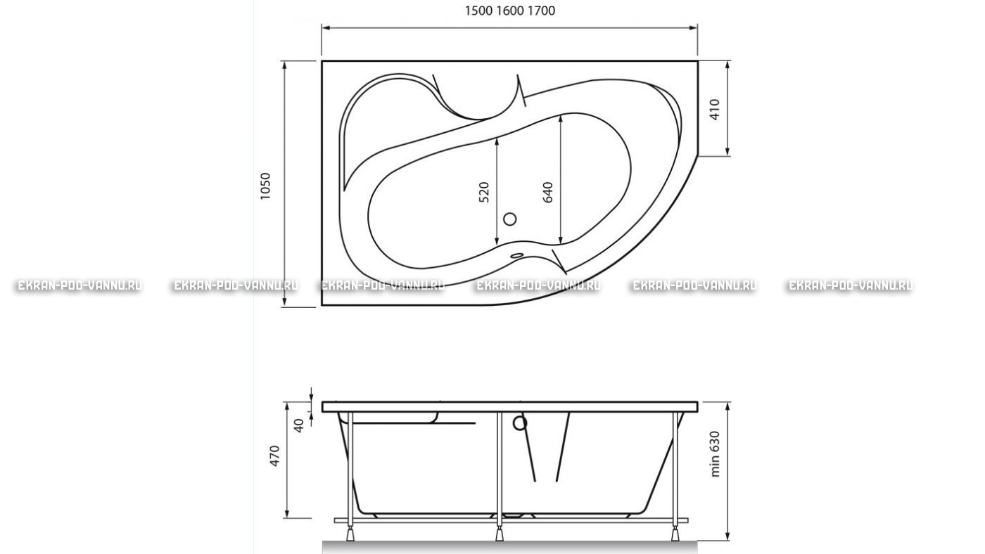 Акриловая ванна Vayer Azalia 170x105 – купить по цене 28800 руб. в интернет-магазине в городе Челябинск картинка 16