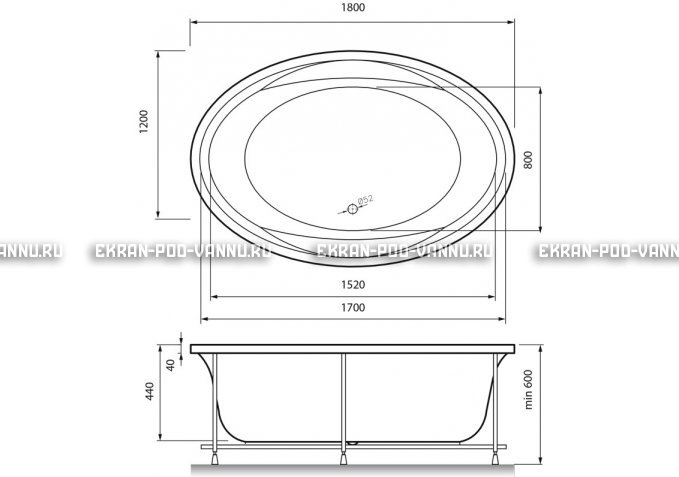 Акриловая ванна Vayer Opal 180x120 – купить по цене 33850 руб. в интернет-магазине в городе Челябинск картинка 4