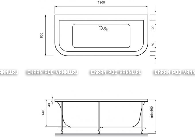 Акриловая ванна Vayer Options BTW 180x85 – купить по цене 25880 руб. в интернет-магазине в городе Челябинск картинка 4