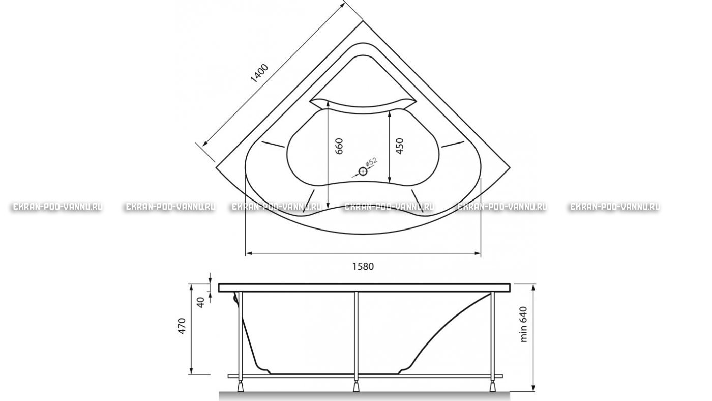 Акриловая ванна Vayer Persefona 140x140 – купить по цене 25230 руб. в интернет-магазине в городе Челябинск картинка 15